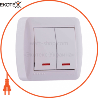 Выключатель двойной с подсветкой 711-0200-112 Цвет Белый/Белый 10AX 250V~