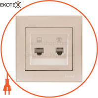 Розетка комп'ютер+телефон 703-3030-143 Колір Перлинно-білий металік RJ45 CAT5 +RJ11 роз'єм