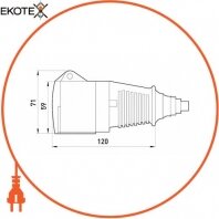 Силова розетка переносна 3Р+Z, 400В, 16А, IP44, Enext, 2627-326