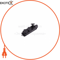 Розетка зовнішньої установки потрійна з заглушками, IP44 106-0400-0101 2P+PE, 1*16A, 220-240V (каучук), Lezard, 106-0400-0101