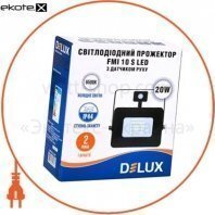 Delux 90008735 прожектор светодиодный fmi 10 s led 20вт 6500k ip44 с датчиком движения