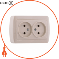 Розетка двойная б/з керамика 711-0300-128 Цвет Крем / Крем 16A 250V~