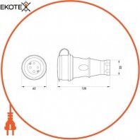 Силова розетка переносна з захисною кришкою каучукова e.socket.rubber.061.16, 4п., 16А, Enext, s9100036