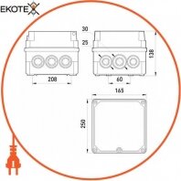 Коробка розподільна пластикова Z2 W IP55 (250*165*138), Enext, 59