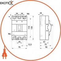 Enext i0010002 силовой автоматический выключатель e.industrial.ukm.60s.40, 3р, 40а
