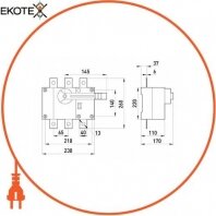 Enext i0590007 выключатель-разъединитель нагрузки e.industrial.ukg.500.3, 3р, 500а, с фронтальной рукояткой управления