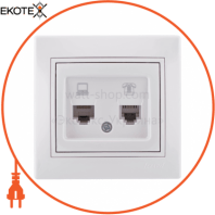 Розетка компьютер+телефон 701-0202-143 Цвет Белый/Белый RJ45 CAT5 +RJ11 разъем