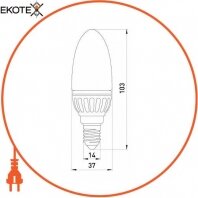 Enext l0650103 лампа светодиодная e.save.led.c37m.e14.4.4200 тип свеча, 4вт, 4200к, е14 (ал)