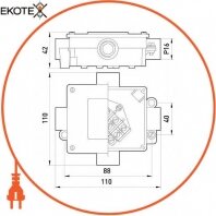 Коробка розподільна меаллическая Р16/4, IP 44, 400 B, 5*4, Enext, 21