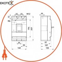 Enext i0010032 силовой автоматический выключатель e.industrial.ukm.400s.315, 3р, 315а