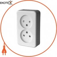 Розетка подвійна e.touch.1222.w без з/к, для зовнішнього монтажу, біла, Enext, p043010