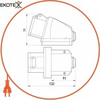 Силова розетка стаціонарна e.socket.pro.4.16, 4п., 380В, 16А (114), Enext, p012004