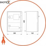 Корпус ударостійкий з АБС-пластику e.plbox.300.400.165.1 f.15m.blank, 300х400х165мм, IP65 з панеллю під 1 - фазний лічильник і 15 модулів, Enext, CP5202
