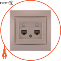 Розетка комп'ютерна подвійна 701-0303-141 Колір Крем / Крем 2 шт. RJ45 роз'єм CAT5