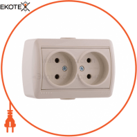 Розетка подвійна б/з кераміка 710-0300-128 Колір Крем / Крем 250V 16A~