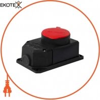 Силова розетка стаціонарна з захисною кришкою каучукова e.socket.rubber.062.16, 4п., 16А