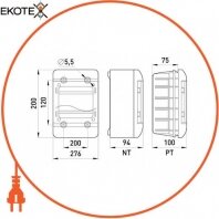 Enext 6663-213непр корпус пластиковый, навесной (nt) 13-модульный, однорядный, ip 55, с непрозрачными дверцами