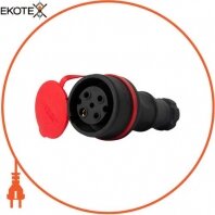 Силова розетка переносна з захисною кришкою каучукова e.socket.rubber.071.32, 4п., 32А, Enext, s9100033