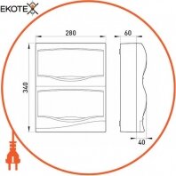 Enext s0290011 корпус пластиковый 24-модульный e.plbox.stand.n.24m, навесной
