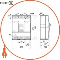 Силовий автоматичний вимикач e.industrial.ukm.630S.500, 3р, 500А, Enext, i0010028
