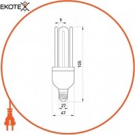 Enext l0220002 лампа энергосберегающая e.save.4u.e27.11.2700, тип 4u, цоколь е27, 11w, 2700 к