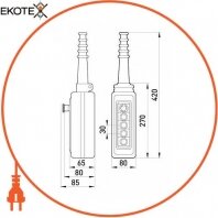 Тельферный пост e.cs.stand.xac.a.4813.2, чотирикнопковий з кнопкою стоп, Enext, s007011