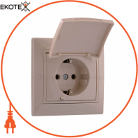 Розетка с/з с крышкой - FireProof Бакелит 701-0303-123B Цвет Крем / Крем 16A 250V~