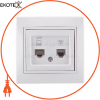 Розетка комп'ютер+телефон 701-0202-144 Колір Білий/Білий RJ45 Cat6 + RJ11 роз'єм