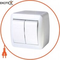Выключатель двухклавишный e.aqua.1112.gr для наружного монтажа, IP44