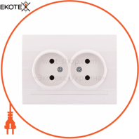 Розетка подвійна б/з - FireProof Бакеліт 702-0202-128B Колір Білий/Білий 250V 16A~