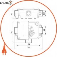 Коробка розподільна меаллическая Р11/3, IP 44, 400 B, 5*2,5, Enext, 17