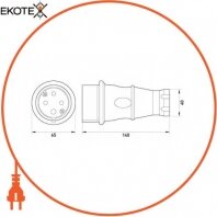 Enext s9100032 силова вилка переносна каучукова e.plug.rubber.070.32, 4п., 32а