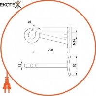 Enext p035001 угловой крюк e.angle.hook.pro.16.16.206, 206мм, м16