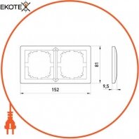 Рамка e.lux.10044L.2.fr.aluminium 2-місна, "алюміній", Enext, ins0040090