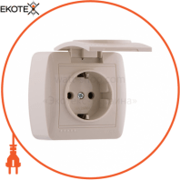 Розетка з/з з кришкою кераміка 711-0300-123 Колір Крем / Крем 250V 16A~