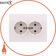 Розетка двойная с/з - FireProof Бакелит 702-0202-127B Цвет Белый/Белый 16A 250V~