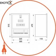 Enext s0100072 корпус e.mbox.stand.w.f3.12.z.e металлический, под 3-ф. электронный счетчик, 12 мод., встраиваемый, с замком