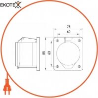 Силова розетка вбудована e.socket.pro.4.16.wall, 4п., 16А 380В (414), Enext, p012012