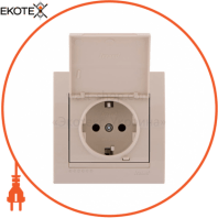 Розетка з/з з кришкою кераміка 702-0303-123 Колір Крем / Крем 250V 16A~