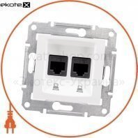 Sedna Розетка двойная PC RJ45 cat.6 STP без рамки, белый
