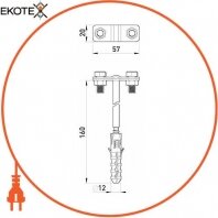 Enext z0020135 держатель прута на стене dr 8-10 (l=160)