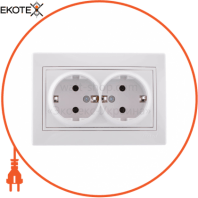 Розетка двойная с/з - FireProof Бакелит 701-0202-127B Цвет Белый/Белый 16A 250V~