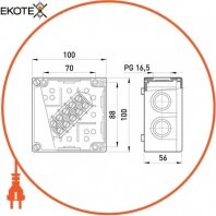 Коробка розподільна пластикова 6, IP44, 380 В, 5*4, Enext, 37