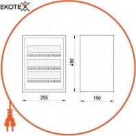 Шафа розподільний e.mbox.RNH-36 мет., герметичн. IP 54, навісний, 36 мод., 480х255х115 мм, Enext, RNH-36