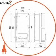 Коробка розподільна пластикова ZP50 IP55 (505*250*204) c під вікном 8-модулів, Enext, 9703-000