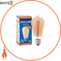Лампа светодиодная DELUX ST64 8 Вт 2700K 220В E27  filament