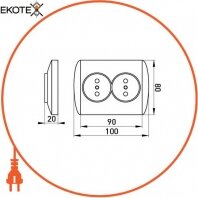 Розетка e.install.stand.810DB c з/до подвійна, Enext, s035010