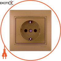 Розетка з/з - FireProof Бакеліт 701-1313-122B Колір Матове золото металік 250V 16A~