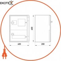 Enext CP5214 корпус ударопрочный из абс-пластика e.plbox.400.600.200.3f.20m.tr, 400х600х200мм, ip65 с прозрачными дверцами, панель под 3 - фазный счетчик и 20 модулей