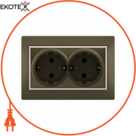 Розетка подвійна з/з - FireProof Бакеліт 701-3130-127B Колір Прохідна 250V 16A~